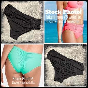 VS high waist black bikini bottom. Ruched back